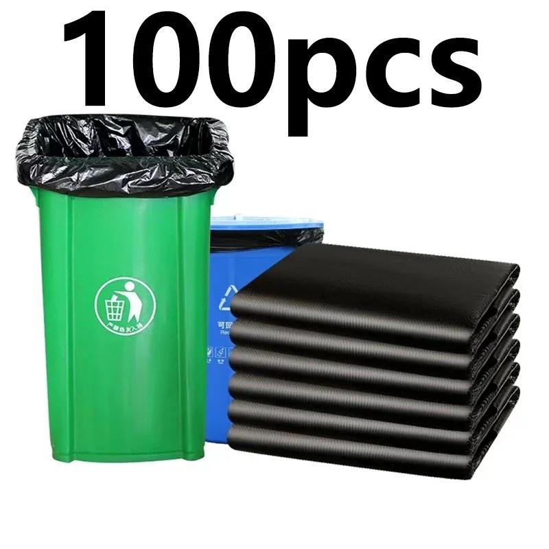 100Pcs/Set Big Capacity Trash Bag Heavy Duty 15 Gallon Extra Large Commercial Trash Bag Garbage Yard Black Hotel Mar